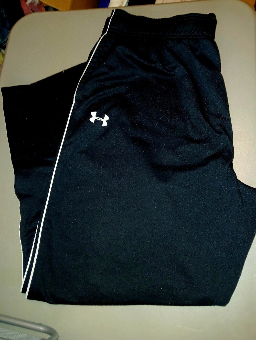 Under Armour Black Cold Gear Track Pants with White Trim 2XL